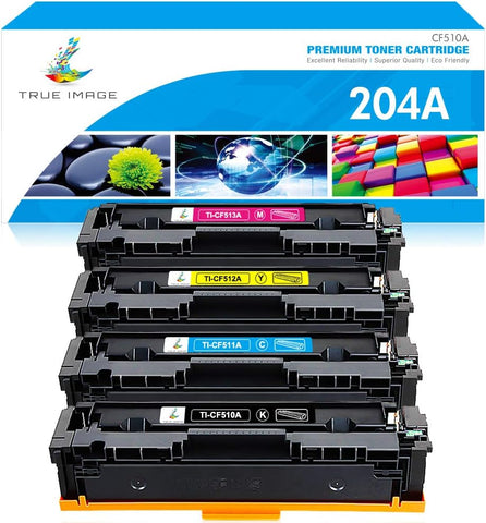 True Image Compatible Toner Cartridge Replacement for HP 204A CF510A Color Laserjet Pro MFP M180nw M154nw M180n M154a MFP M181fw CF511A CF512A CF513A (Black Cyan Yellow Magenta, 4-Pack)