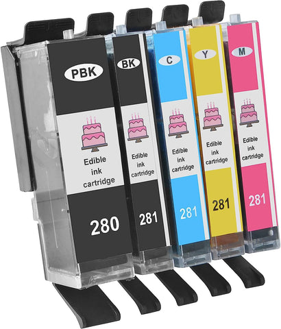 Youtook Compatible for 280 281 Ink Cartridges, C A K E Maker C A K E Printer Work with PIXMA TS6120 TS6220 TS6320 TS8120 TS8220 TS8320 Printer, Black, Cyan, Magenta & Yellow Included. (5 Pack)