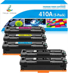 TRUE IMAGE Compatible Toner Cartridge Replacement for HP 410A CF410A 410X for HP Color Pro MFP M477fnw M477fdw M477fdn M452dw M452nw M452dn M477 Toner Printer (Black Cyan Yellow Magenta, 5-Pack)