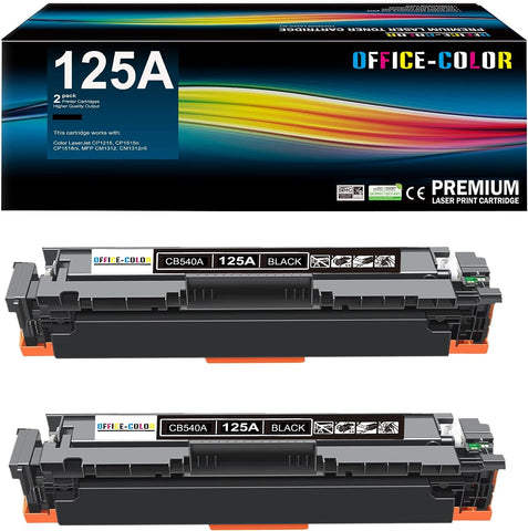 125A Black Toner Cartridges Replacement for HP 125A CB540A for Color Laserjet CM1312 MFP Series,Color Laserjet CP1215, CP1515, CP1518 Series Printer Ink (2 Pack )