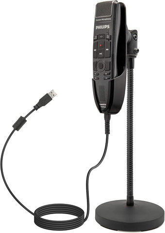 ECS SMP3700 SpeechMike Premium Touch Microphone with 15” Gooseneck Microphone Stand for Dictation