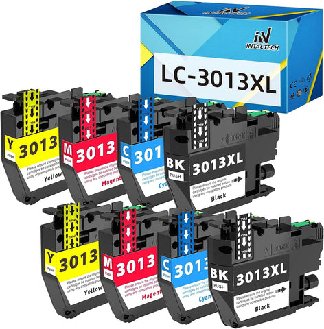 Intactech Compatible Ink Cartridges Replacement for Brother LC-3013 LC3013 XL High Yield BKCMY Work with MFC-J491DW, MFC-J497DW, MFC-J690DW, MFC-J895DW 8 Pack (2 Black,2 Cyan,2 Magenta,2 Yellow)