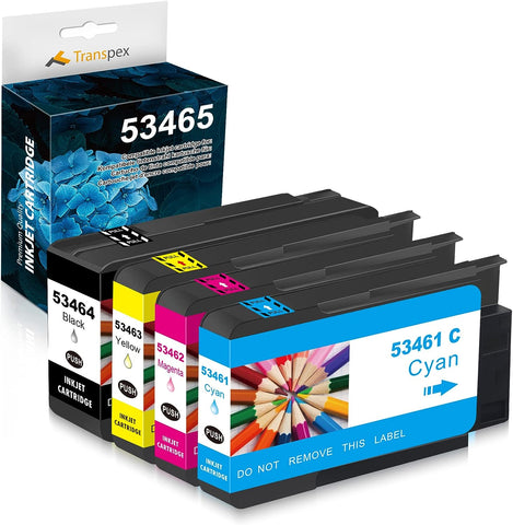 Transpex 53465 Compatible Ink Cartridge Replacement for Primera 53461 53462 53463 53464 Used for Primera LX1000 LX2000 Color Label Printers (4 Pack)
