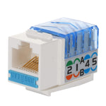 NBG LAN Unshielded Highend Keystone Jack Cat.6A/Cat.6 Great Transfer Speed 90 Degrees Color-White 5-Pack