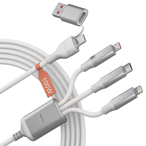 100W USB C to Multi Charging Cable, 10FT/3M [MFi Certified] 5A USB A/USB C to 3 in 1 Multi Fast Charging Cable with Lightning/Type C/Micro Connectors Universal Charger Cable for Laptop/Tablet/Phone