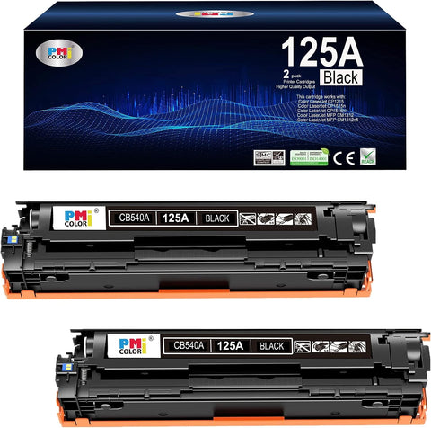 125A Black Toner Cartridges (2 Pack) Replacement for HP 125A CB540A for Color Laserjet CM1312 MFP Series,Color Laserjet CP1215, CP1515, CP1518 Series Printer Ink