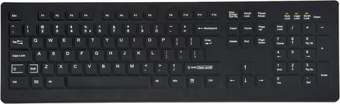 104 Key, Low Profile, Washable, USB, Black, Rubber