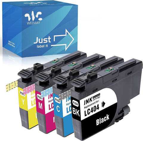 Weemay Compatible LC404 Ink Cartridges for Brother Printer, Use with Brtoher MFC-J1205W MFC-J1215W Ink Cartridges Replacement for LC-404 Ink Cartridges(4 Pack, Black, Cyan, Magenta, Yellow)