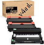 v4ink Compatible DR730 Drum and TN760 Toner Cartridge Set Replacement for Brother DR730 TN760 TN730 (1 Drum+ 2 Toner) for HL L2350DW L2370DW MFC L2690DW L2710DW L2717DW Tray_Toners_Cartridges_Printer