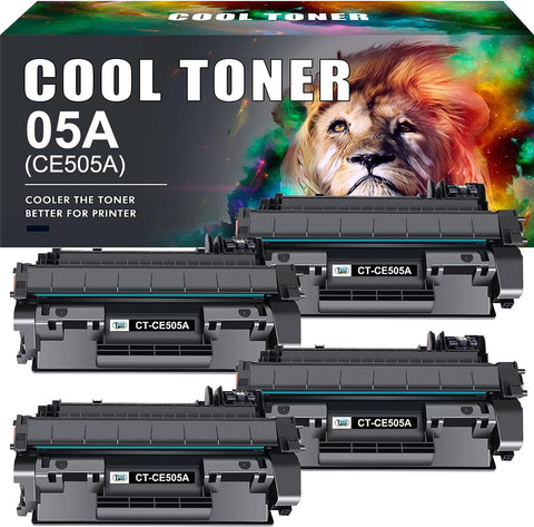 Cool Toner Compatible CE505A Toner Cartridge Replacement for HP 05A CE505A Toner Cartridge Work with HP P2035 P2035N P2055DN P2030 P2050 P2055X (Black, 4-Pack)