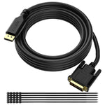 DisplayPort to DVI Cable 25 Feet, Gold-Plated DP to DVI Cord, DP to DVI Male to Male Adapter Converter for PC to HDTV, Monitor, Projector with 25 Cable Ties