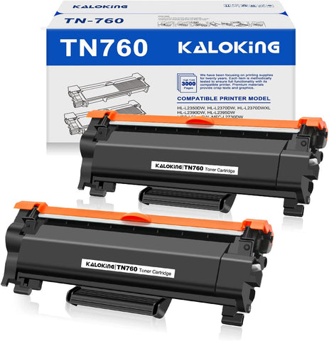 KALOKING Compatible Toner Cartridge Replacement for Brother TN730 TN-730 TN760 TN-760 for MFC-L2710DW DCP-L2550DW HL-L2395DW HL-L2350DW Printer (2-Pack)