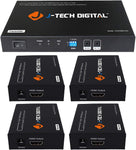 J-Tech Digital 1x4 HDMI Extender Splitter Combo Over Cat5e/Cat6 cable up to 164 feet (50 meters) at 1080P with Local Loop out and Bi-directional IR control (JTDHDEX1x4)