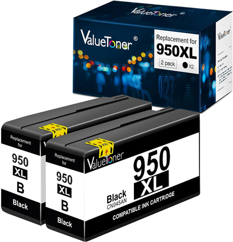 Valuetoner Compatible Ink Cartridge Replacement for HP 950 950 XL High Yield for Officejet Pro 8600 8620 8100 8615 8630 8610 8660 Printer ( 2 Black, 2-Pack )