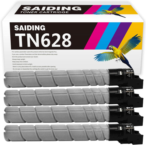 SAIDING Compatible Toner Cartridge Replacement for Konica TN628 TN628K AC79030 to use with Minolta Bizhub 550i 450i 650i Printer (4 Black)