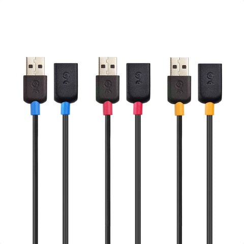 Cable Matters 3-Pack USB to USB Extension Cable 6 ft (Male to Female USB Extender Cable, USB Extension Cord)