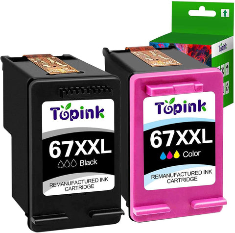 67XL Ink Cartridges Black Color Combo Pack for HP Printer Ink 67 67 XL XXL for Envy 6000 6055 6055e 6052 6058 6075 Envy Pro 6400 6455 6455e 6452 6458 DeskJet 1255 2732 2752 2755 2755e 4140 4152 4155