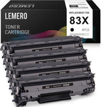 LEMERO Compatible Toner Cartridge Replacement for HP 83X CF283X 83A CF283A High Yield - use with Laserjet Pro M201dw MFP M225dw MFP M225dn MFP M225nw (Black, 4-Pack)