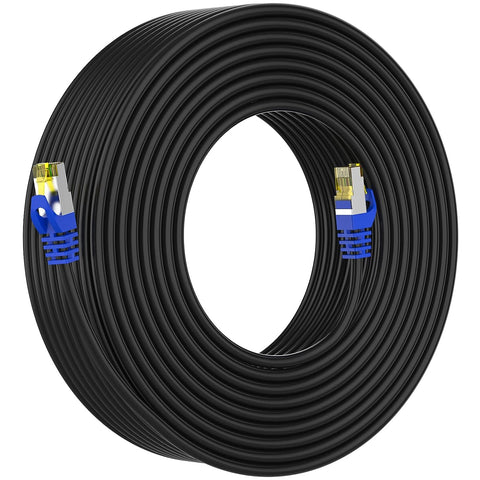 AoforzTech Cat 8 Ethernet Cable 10 ft,Heavy Duty High Speed Network Internet Cable, RJ45 Connector,26AWG 40Gbps 2000Mhz Patch Cord,S/FTP Indoor & Outdoor LAN Cable-Waterproof(Black)