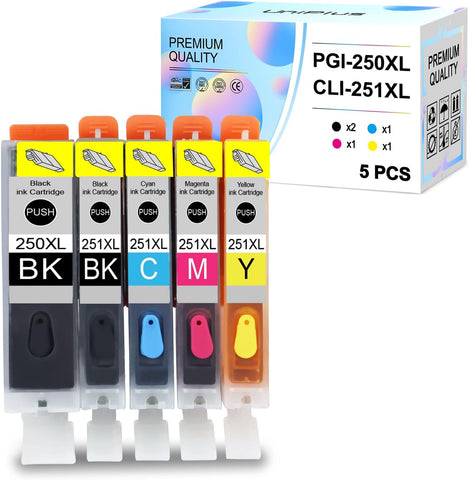 5 Packs Compatible Ink Cartridges PGI-250XL CLI-251XL C A K E Ink Replacement for 250 Ink 251 Ink Use for Pixma MG5420 MG5520 MG5620 MG6620 MG6320 MG6420 MG7120 MG7520 MX722 MX922 iX6820 iP7220 iP8720