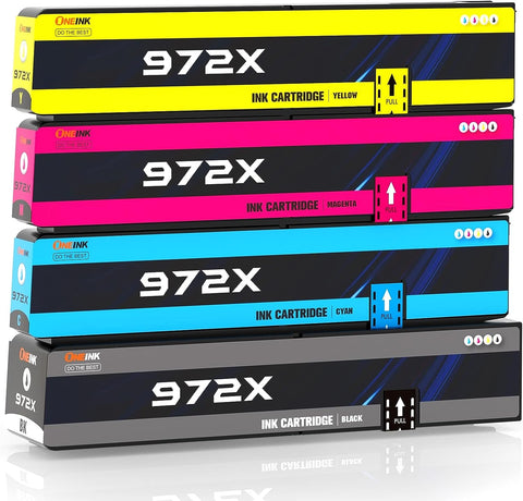 ONEINK 972X Ink Cartridges Compatible for HP 972, Upgraded Chips, Work for Pagewide Pro 477dn 477dw 452dn 452dw 577dw 577z Managed P55250dw P57750dw Printers, 4 Packs (Black/Cyan/Magenta/Yellow)