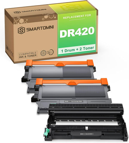 S SMARTOMNI Compatible Toner Cartridge and Drum Unit Replacement for Brother TN450 TN420 DR420 to use with HL-2270DW HL-2280DW HL-2230 HL-2240 MFC-7360N MFC-7860DW DCP7065DN Fax 2840 (2 Toner 1 Drum)