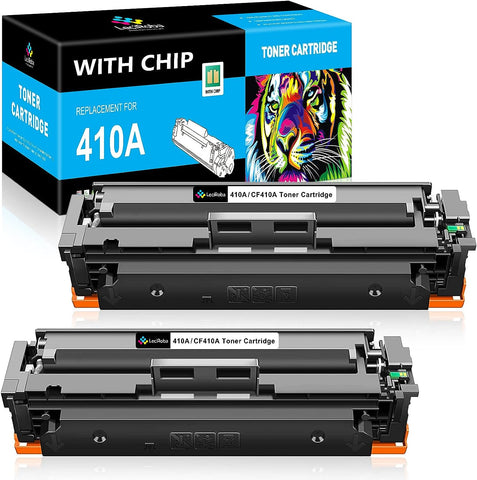 LeciRoba Compatible 410A CF410A (with Chip) Toner Cartridge Replacement for HP 410A CF410A 410X CF410X for Color Pro MFP M477 M477fnw M477fdw M477fdn M452dn M452nw M452dw M377dw Printer (2-Black)