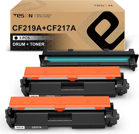 TESEN Compatible Toner Cartridge Replacement for HP 19A CF217A Toner Cartridge CF219A Drum Black Ink Set for HP Pro MFP M130fw M130nw M130fn M130a M102w M102a Printer - 1x Drum + 2X Toners