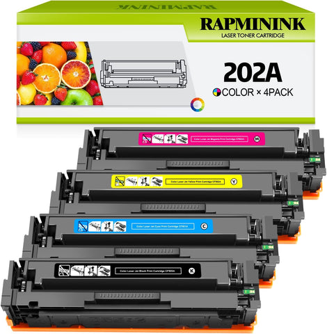 RapmininK Replacement for 202A CF500A CF501A CF502A CF503A Compatible Toner Cartridge for Color Pro M254dw, M254nw, MFP M281fdw, MFP M281cdw, MFP M281fdn, MFP M281dw, MFP M280 - 4 Pack