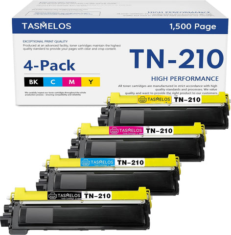 TASMELOS TN 210 TN210 Compatible Toner Cartridge TN-210 Toner Replacement for Brother MFC-9010CN MFC-9120CN MFC-9320CN MFC-9320CW HL-3070CW HL-3040CN HL-3045CN HL-3070CW ( 4 Pack, tn210BK C M Y)