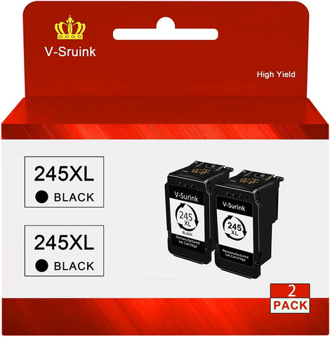 V-Surink High-Yield 245XL Ink Cartridge Replacement for Canon PG-245XL Compatible with Canon Pixma MX490 MX492 MG2522 TS3100 TS3122 TS3322 TS3320 TR4500 TR4520 TR4522 MG2500 Printer (2 Pack, Black)