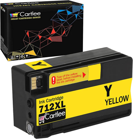 Cartlee Compatible Ink Cartridges Replacement for HP 712 712XL Ink Cartridges for HP for DesignJet T210 T230 T250 T630 T650 Studio Plotter Printers (1 Yellow)