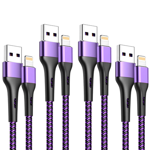 iPhone Charger 4Pack 10ft, [Apple MFi Certified] Lightning Cable 10 Foot Long iPhone Charger Cord Fast Charging Cable for iPhone 13 12 Pro Max Mini 11 Pro XS XR X 10 8 7 Plus 6s 6 SE 2020 iPad-Purple