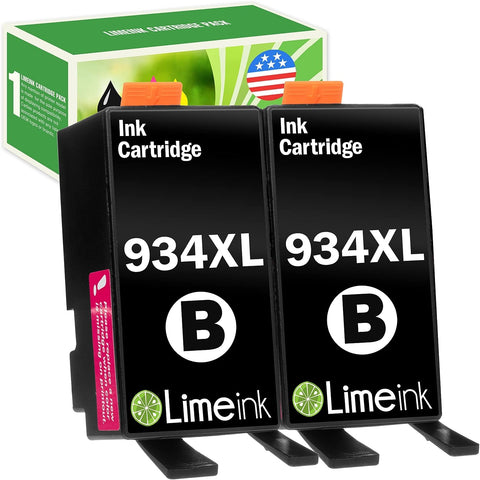 Limeink 2 Black Compatible Ink Cartridges Replacement for HP 934 934XL for OfficeJet Pro 6230 6830 6835 6220 6800 6812 6815 6820 6822 6825 934 Printer Cartridge Combo