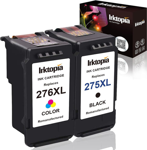 Inktopia Ink Cartridges Replacement for Canon 275XL 276XL 275 276 Combo Pack PG-275 XL CL-276 XL PG275 CL276 for Canon Pixma TR4720 TS3522 TS3520 TS3500 TR4722 TR4700 Printer (1 Black, 1 Color)