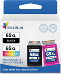 Relcolor Replacement for HP Ink Cartridge for 65 65XL HP65 XL Black Color Combo for Envy 5000 5055 5052 5014 DeskJet 3755 3700 3772 3752 2622 2652 2600 Printer,HP65XL