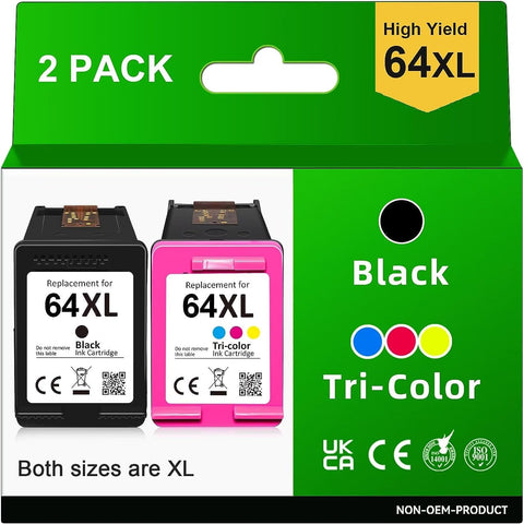 64XL Printer Ink Replacement for HP 64 Ink Cartridge Black/Color Combo Pack, Fit for HP Envy Photo 7855 7858 7640 7155 7800 6255 7164 6222 6252 7134 7830 7864 Envy Inspire 7950e Tango Series Printer