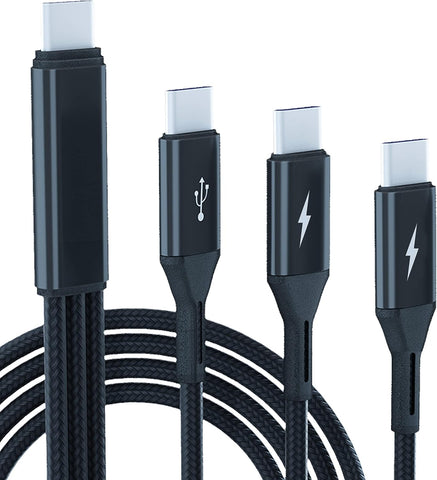 GELRHONR USB C Splitter Cable,USB C Male to 3 Type-C Male Charge Cable,3 in 1 Nylon Braided Charging Cord with 3x1.2m Cable, 5A Fast Charge,Compatible with Mobile/Android and More ?3.9FT-1.2M?