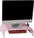 Mind Reader MESHMONSTA-PNK Metal Mesh Desk Drawer, Desktop Monitor Stand Organizer, Pink