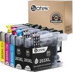 Sotek Compatible Ink Cartridge Replacement for LC203XL LC203 LC201, Use with MFC J480DW J680DW J880DW J460DW J485DW J885DW J5520DW J4320DW J4420DW J4620DW J5620 J5720DW (1 Set+ 1 BK)