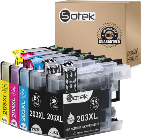 Sotek Compatible Ink Cartridge Replacement for LC203XL LC203 LC201, Use with MFC J480DW J680DW J880DW J460DW J485DW J885DW J5520DW J4320DW J4420DW J4620DW J5620 J5720DW (1 Set+ 1 BK)