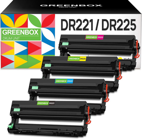 GREENBOX (NO Toner Compatible DR221 Drum Unit Replacement for Brother DR221CL DR221 DR-221 for HL-3140CW HL-3170CDW MFC-9130CW MFC-9330CDW MFC-9340CDW Printer (1Black 1Cyan 1Magenta 1Yellow)