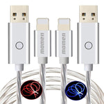 Light up iPhone Charger Cord Lighting Cable, 6ft LED Cool USB Charging Cable for iPhone 14/13/12/11/11 pro/11 pro max/X/8/7 Plus/7/6s/6 Plus, iPod (Red & Blue, 2 Packs)