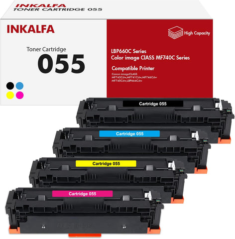 055 055H Toner Cartridge 4 Pack Compatible Replacement for Canon Cartridge 055 055H Color ImageCLASS MF743Cdw MF741Cdw MF745CdwMF746Cdw LBP664Cdw Printer |Black Cyan Magenta Yellow|