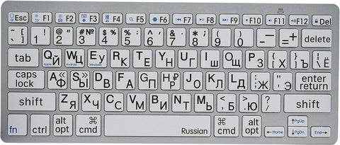 Elderly Keyboard for Russian Language, Large Font Bluetooth Keyboard Wireless Keyboard, High Contrast Black and White Keys,Multi Device Keyboard for Visually Impaired, Beginners, Seniors