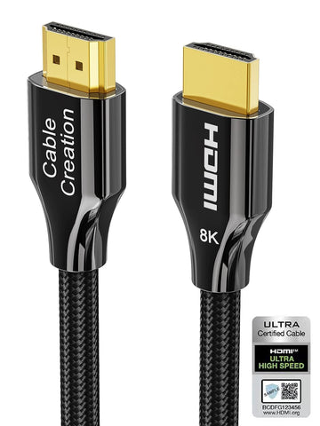 CableCreation 8K HDMI Cable 2.1 Certified 10 FT, [2-Pack] 48Gbps Ultra HD High-Speed HDMI Core 8K 60Hz, HDCP 2.2, 4:4:4 HDR, eARC, Compatible with Roku TV, Steam Deck, PS5/4, Xbox One, Series X