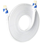 Postta Flat HDMI Cable 40 Feet Flat HDMI 2.0 Cord Support 4K, 3D, 2160p, 1080p, Ethernet and Audio Return-White-Blue