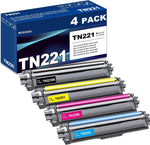 TN221/TN225 BK/C/M/Y Toner Cartridge Set, TN-221 TN-225 Compatible with Brother DCP-9015 9020|HL-3140 3150 3170 3180|MFC-9130 9140 9330 9340 Printer (4-Pack 1BK+1C+1M+1Y)