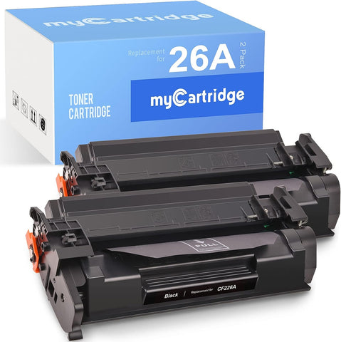 MYCARTRIDGE 26A Toner Cartridge Compatible Replacement for HP 26A CF226A 26X CF226X Fit for Laserjet Pro M402n M402dn M402dw MFP M426fdw M426dw M426fdn M402 Printer 2 Pack Black CF226A Toner