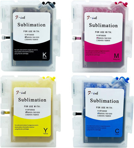 F-INK Prefilled Sublimation Ink Cartridge Compatible with Sublijet Sawgrass Virtuoso SG500 and SG1000 Printer, Refillable Sublimation Ink Cartridge